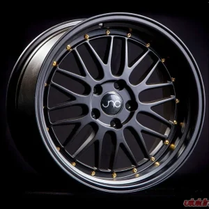 JNC JNC005 Wheel 18x8 5x112 34mm Black w/ Gold Rivets - Image 1