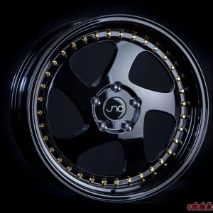 JNC JNC034 Wheel 18x8.5 5x114.3 30mm Gloss Black w/ Gold Rivets - Image 1
