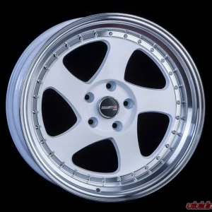 JNC JNC034 Wheel 18x10 5x114.3 25mm White w/ Machined Lip & Gold Rivets - Image 1