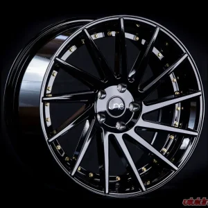 JNC JNC051 Wheel 19x10.5 5x120 30mm Gloss Black w/ Gold Rivets - Image 1