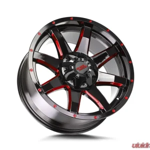 Off-Road Monster M08 Series Gloss Black w/ CNC Candy Red Tinted Clear Wheel 20x9 5x127 | 5x5 0mm - Image 2