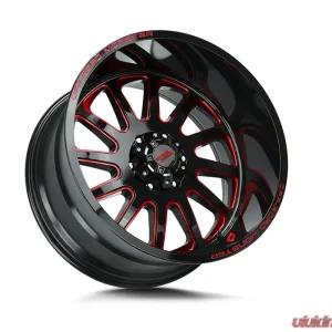 Off-Road Monster M17 Series Gloss Black w/ CNC Candy Red Tinted Clear Wheel 17x9 5x127 | 5x5 0mm - Image 2