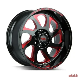 Off-Road Monster M22 Series Gloss Black w/ CNC Candy Red Tinted Clear Wheel 22x12 6x139.7 -44mm - Image 1