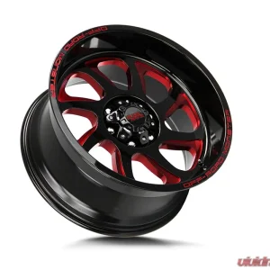 Off-Road Monster M22 Series Gloss Black w/ CNC Candy Red Tinted Clear Wheel 22x12 6x139.7 -44mm - Image 2
