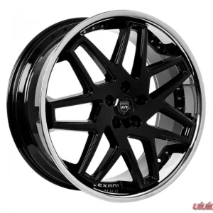 Lexani Nova Wheel 22X10.5 Blank 5mm Gloss Black Center / Stainless Steel Chrome Lip - Image 1
