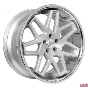 Lexani Nova Wheel 22X10.5 Blank 5mm Silver Machined Face Center / Stainless Steel Chrome Lip - Image 1