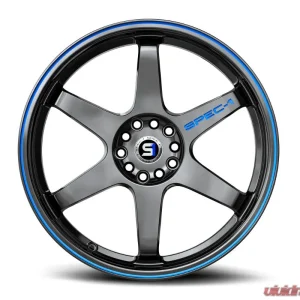 Spec-1 SPT-33 Wheel 15x9 4x100 | 4x114.3 15mm Gloss Black & Blue Line - Image 1