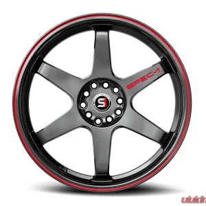 Spec-1 SPT-33 Wheel 15x9 4x100 | 4x114.3 15mm Gloss Black & Red Line - Image 1