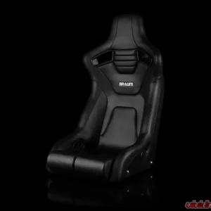 Braum Racing Elite-R Series Fixed Back Bucket Seat (Each) - Black Leatherette w/ Black Stitching - Image 1