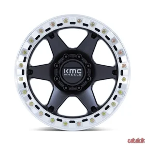 KMC KM238 VI Beadlock Wheel 17x9 6x139.7 -38mm Satin Black w/ Machined Ring - Image 3