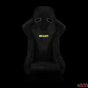 Braum Racing Falcon-R Series Fixed Back Bucket Seat (Each) - Black Alcantara w/ Yellow Stitching - Image 2