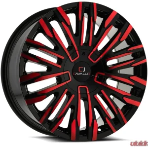 Cavallo CLV-28 Wheel 20x8.5 6x135|6x139.7 15mm Gloss Black & Red Milled - Image 1
