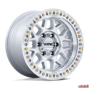 KMC KM549 GRS 17x9 6x139.7 -12mm Gloss Silver w/Machined Face - Image 1