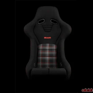 Braum Racing Falcon-R Series Fixed Back Bucket Seat (Each) - Black|Red Plaid - Image 2