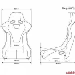 Braum Racing Falcon-R Series Fixed Back Bucket Seat (Each) - Black|Red Plaid - Image 3