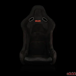 Braum Racing Falcon-S Series Fixed Back Bucket Seat (Each) - Black Alcantara w/ Red Stitching & Glitter Composite - Image 2
