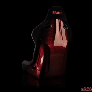 Braum Racing Falcon-S Series Fixed Back Bucket Seat (Each) - Black Alcantara w/ Red Stitching & Glitter Composite - Image 3