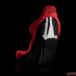 Braum Racing Falcon-S Series Fixed Back Bucket Seat (Each) - Red Alcantara w/ Black Stitching & Glitter Composite - Image 3
