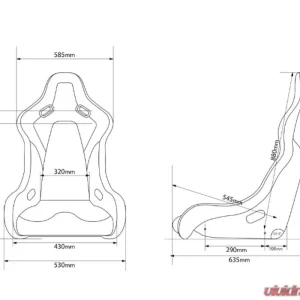 Braum Racing Falcon-S Series Fixed Back Bucket Seat (Each) - Red Alcantara w/ Black Stitching & Glitter Composite - Image 5
