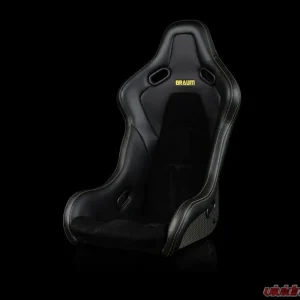 Braum Racing Falcon-S Series Fixed Back Bucket Seat (Each) - Black Leatherette|Alcantara Inserts w/ Carbon Kevlar Composite - Image 1