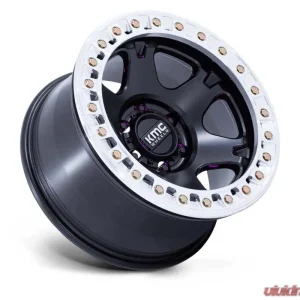 KMC Wheels KM238 VI Beadlock Wheel 17x9 6x139.7 -12mm Satin Black w/Machined Ring - Image 2
