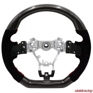 BLOX Racing Carbon/Alcantara Steering Wheel Red Stitching Subaru WRX | STi 2015-2021 - Image 1