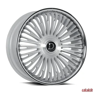 Dolce Luxury Razzo Wheel 22x9.5 6x135|6x139.7 35mm Gloss Silver Brush Face Stainless Lip - Image 1