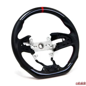 PRL Motorsports Carbon and Leather Steering Wheel with Red Stitching for Honda Civic 2016-2021 - Image 1